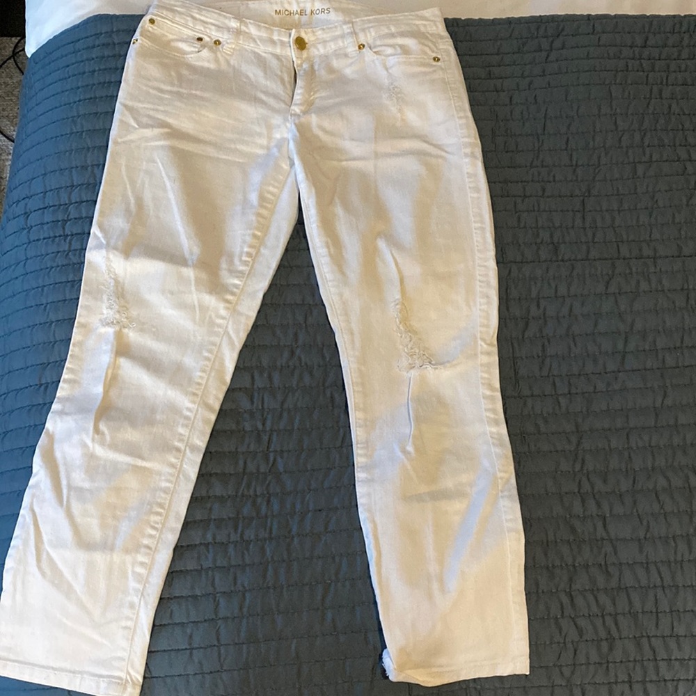 Size 4 Michael kors White Jeans with rips